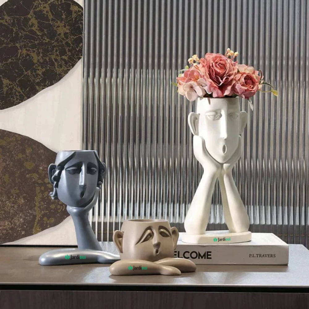 Pot de Fleurs Visages Artistiques Élégants