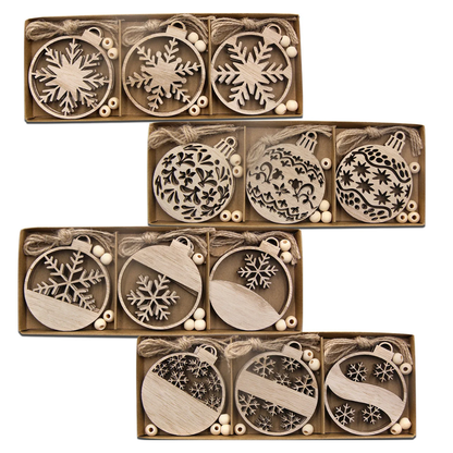 Flocons de Neige en Bois Naturel (pack de 12)