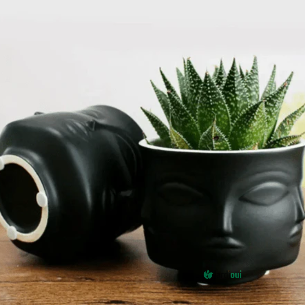 Jardioui 1 Pot (39.90 €/ pcs) / Noir Pot de Fleurs Visage Artistique
