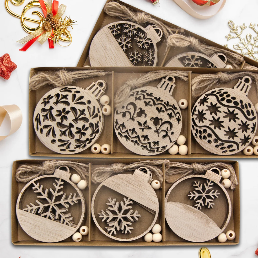 Jardioui Flocons de Neige en Bois Naturel (pack de 12)