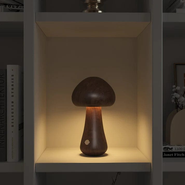 Jardioui Grand / Acajou Lampe Champignon en Bois Massif