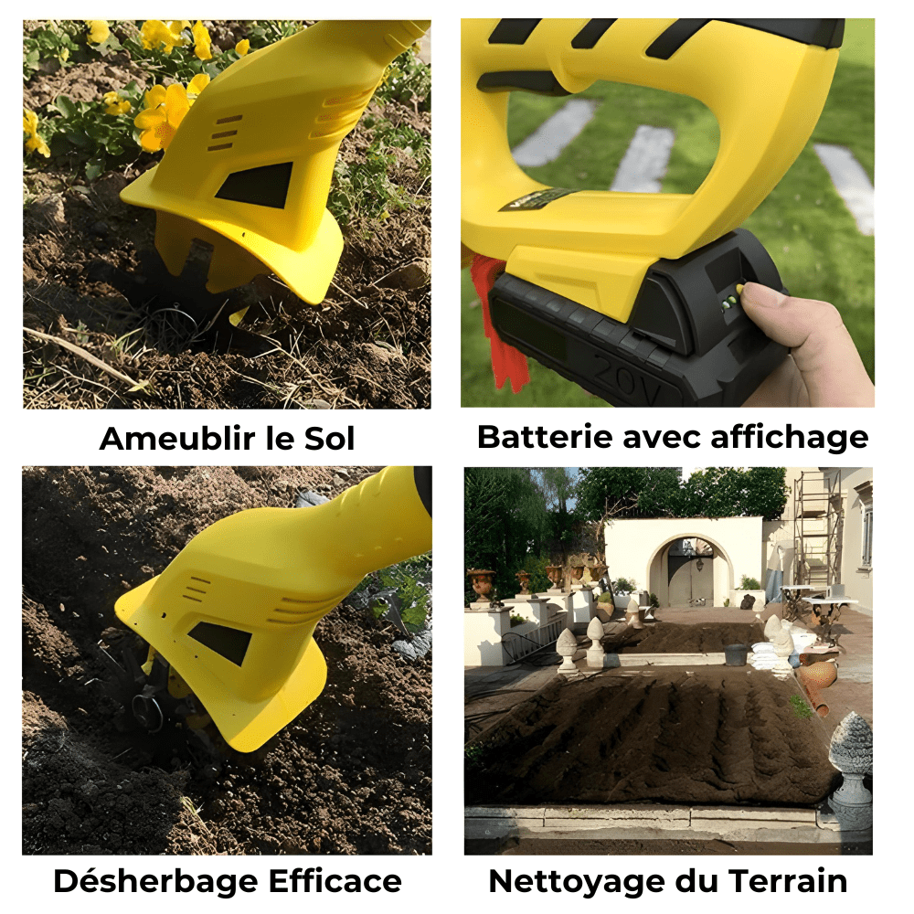Jardioui Motobineuse Électrique Sans Fil de Jardin (+Batterie Offerte)