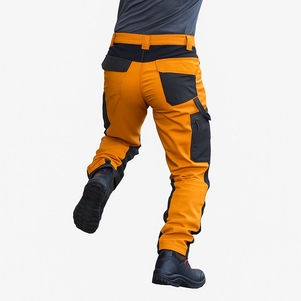 Jardioui Pantalon de Travail Homme Multipoche Orange