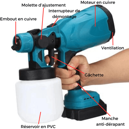 Jardioui Pistolet à Peinture Portatif Magique (+ Batterie Offerte)