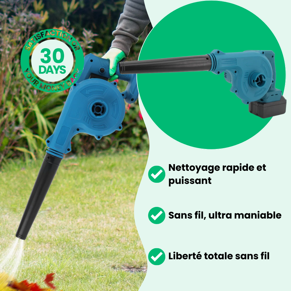 Jardioui Souffleur-Aspirateur Électrique Pro Sans Fil (+ Batterie Offerte)