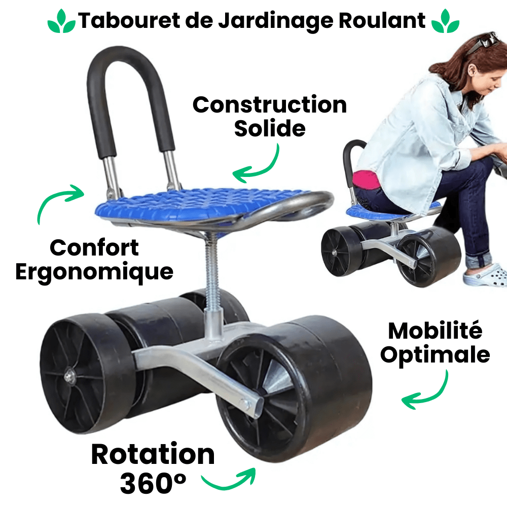 Jardioui Tabouret Roulant de Jardinage Ergonomique Ultra-confortable