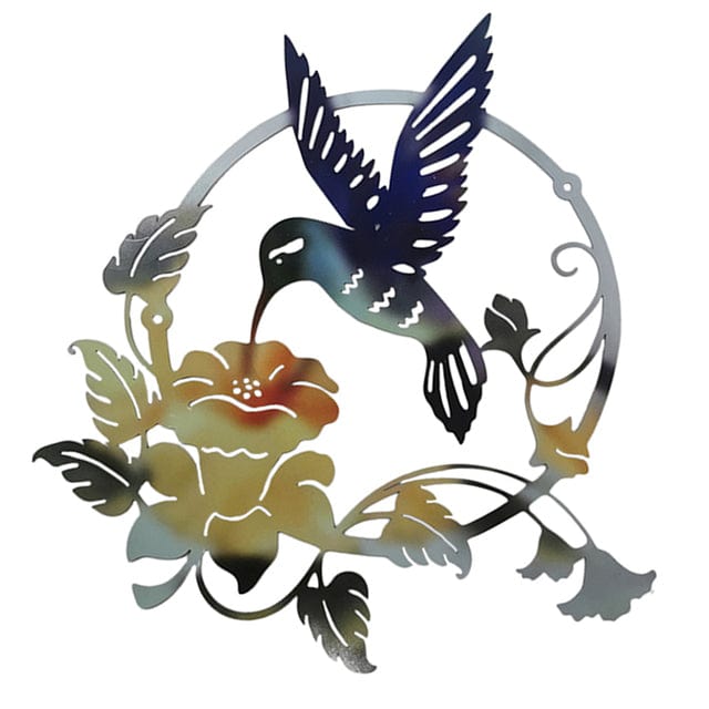frJardioui D Decoration Murale en Metal "Colibri Butinant une Fleur"