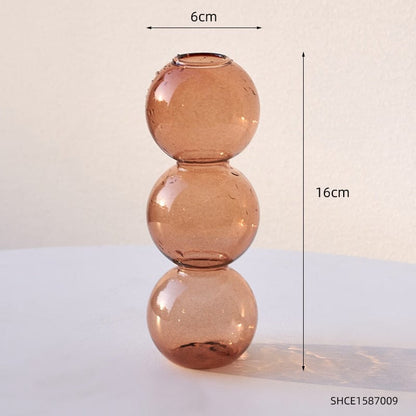 frJardioui Marron / 3 Boules Vase en Verre "Bubble Glass"