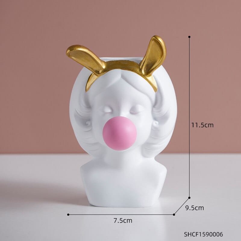 frJardioui Petit / Oreilles de lapin Vase "La Jeune Fille au chewing-gum"