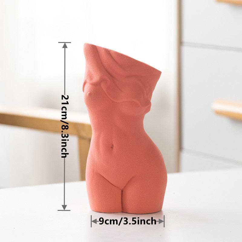 frJardioui Rouge Vase Corps de Femme en Céramique
