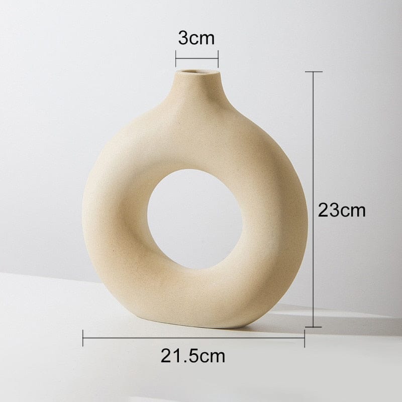 Jardioui 0 Beige / M (23x21.5 cm) Vase nordique circulaire en céramique pour fleur